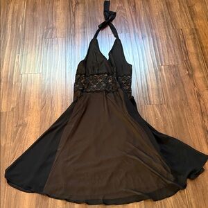 Connected Apparel Black Backless Dress with Lace